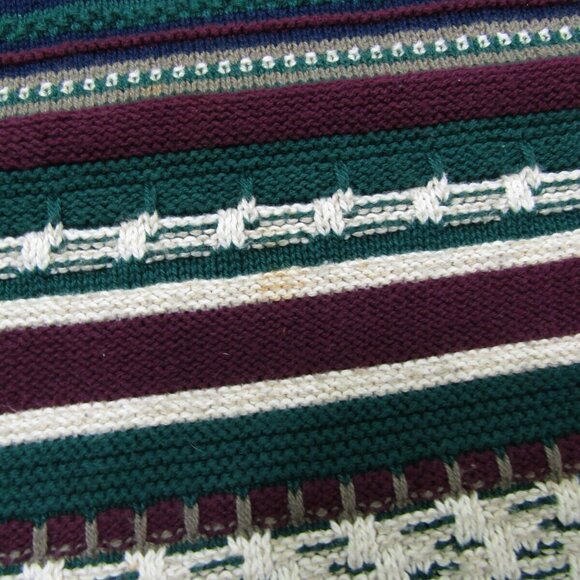 VTG Van Heusen Sweater Mens Large Striped Preppy Retro Office Casual Business - Picture 3 of 5